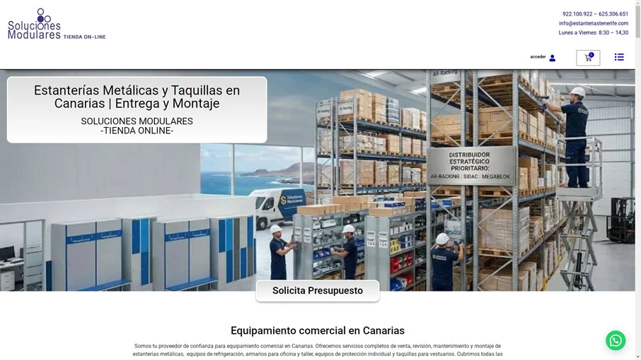 Diseño de tienda online para Soluciones Modulares por Tendigital